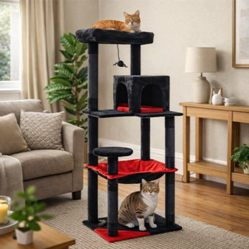 arbre à chat design gothique salon chat allonge assis
