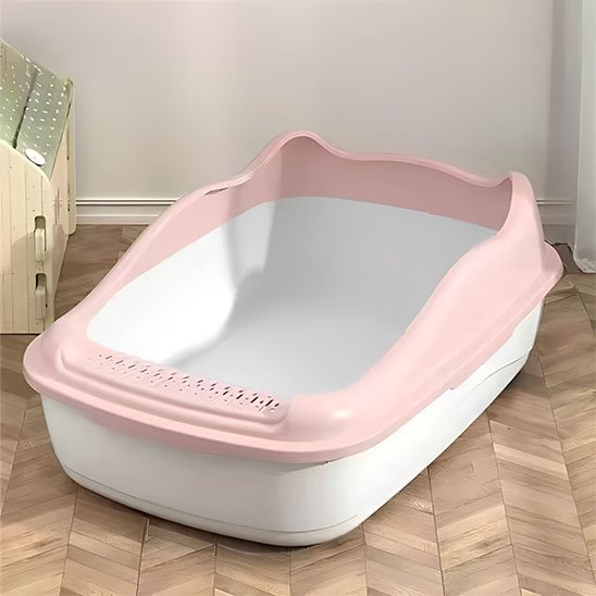 bac à litière chat design felin rose