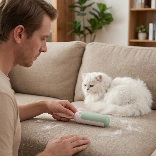 brosse anti poil compact vert blanc maitre chat allonge