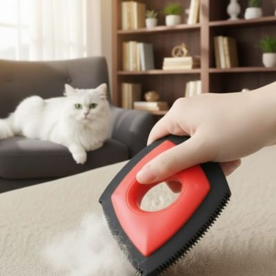 brosse anti poil design losange rouge canape chat allonge