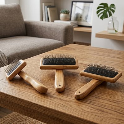 brosse chat poil longâ bois naturel tailles salon