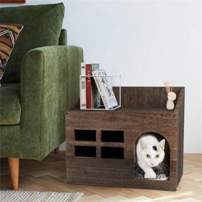 cabane pour chat anti stress design chat blanc