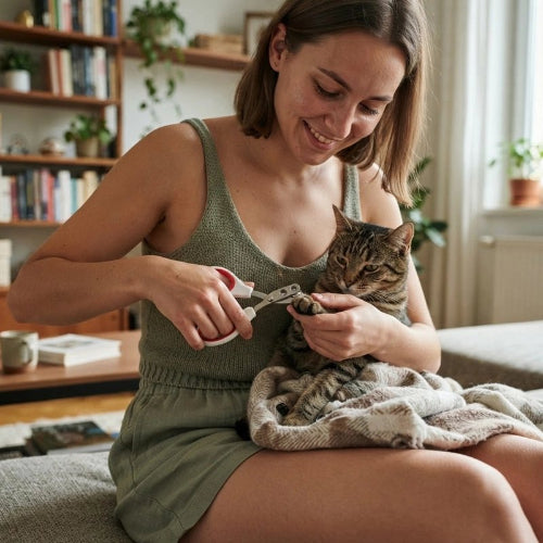 coupe griffe pour chat rouge chat avec maitresse