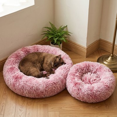 coussin pour chat cocooning rose chat dormant