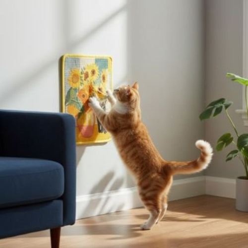 griffoir pour chat fixation murale chat griffant canape salon
