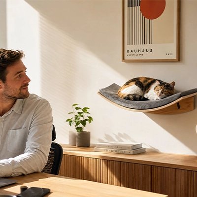 hamac pour chat mural chat dormant maitre bureau
