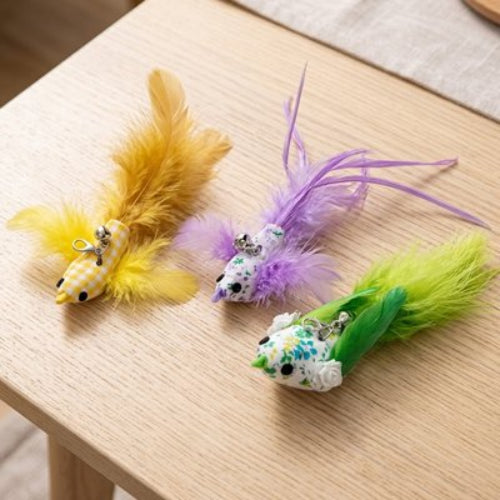 jeu pour chat oiseau jaune violet vert