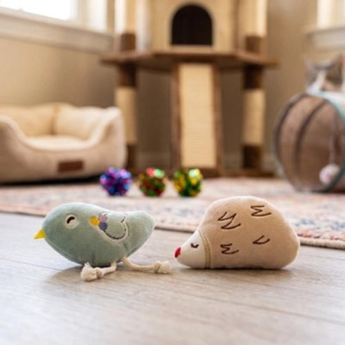jeu pour chat peluche interactive oiseau herisson