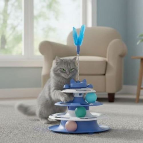 jeu pour chat tour interactive bleu chat jouant