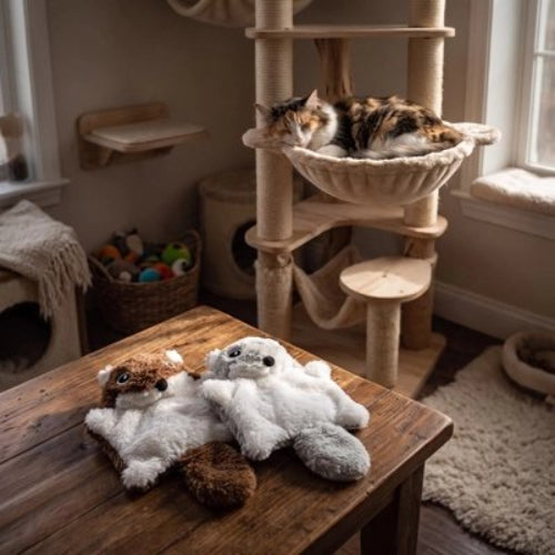 jeux pour chat ecureuil gris brun chat allonge