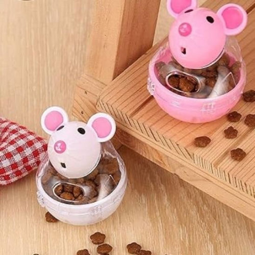 jouet chat distributeur ludique souris blanche rose