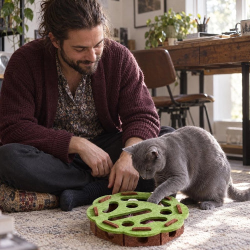 jouet chat interactif vert octogonal maitresse