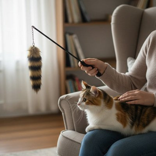 jouet pour chat canne a peche plumeau chat allonge