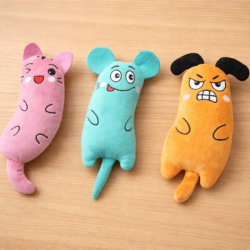 jouet pour chat peluche rose turquoise orange
