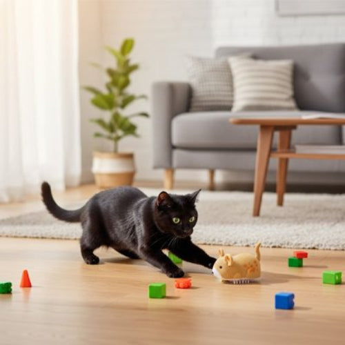 jouet pour chat souris electrique jaune chat jouant salon