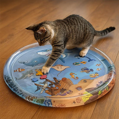 jouet pour chat tapis sensoriel requin chat jouant