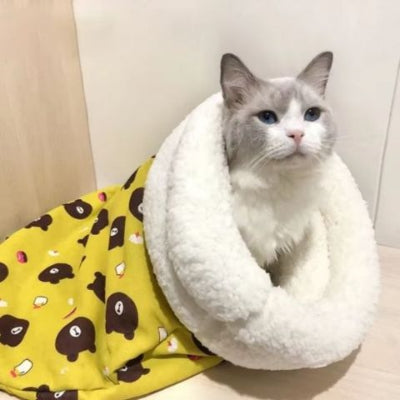 lit-pour-chat-sac-de-couchage-jaune