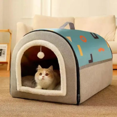 niche-a-chat-cabane-portable-bleu