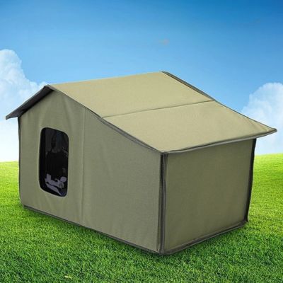 niche exterieur pour chat toit incliné kaki