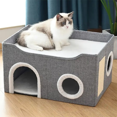 niche pour chat confort moderne avec chat blanc