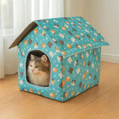 niche pour chat exterieur bleu