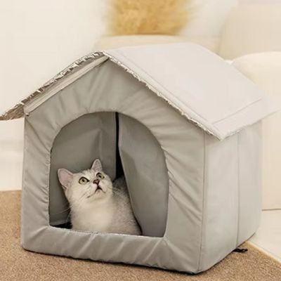niche pour chat exterieur surelevee gris chat blanc
