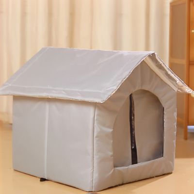niche pour chat exterieur surelevee gris vide