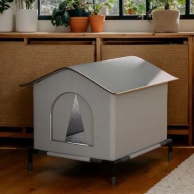 niche pour chat exterieur surelevee gris
