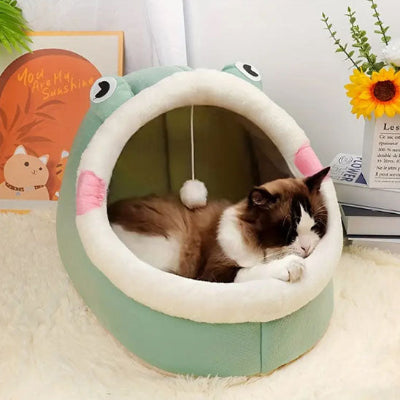 niche pour chat grotte verte chat apaise