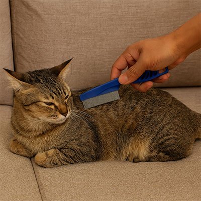 peigne pour chat bleu chat allonge canape