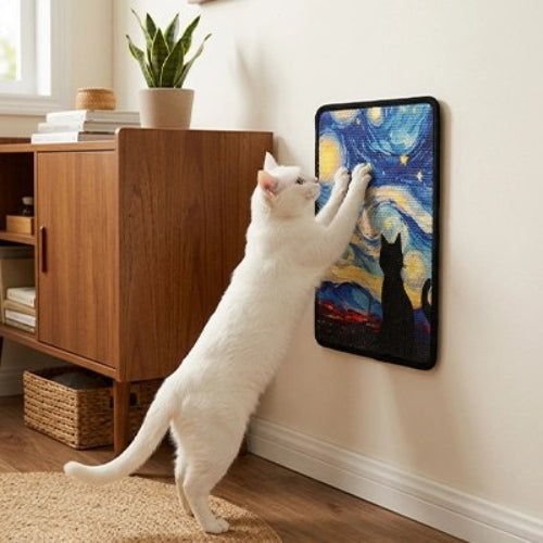 tapis griffoir chat ciel etoile salon chat debout