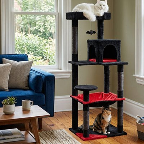 arbre à chat design gothique chat allonge assis salon