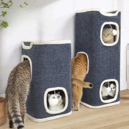 arbre à chat multi niveaux chats rentrant salon