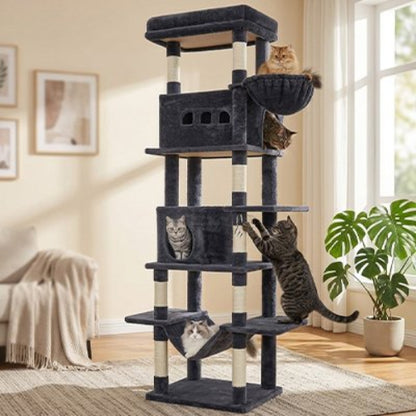 arbre à chat xxl gris multi plateforme gris salon