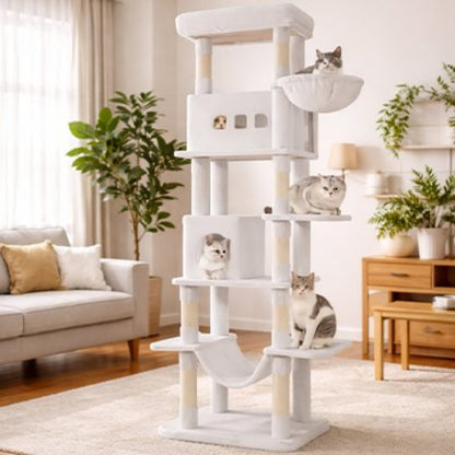 arbre à chat xxl multi plateforme blanc chats salon