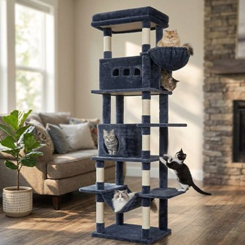 arbre à chat xxl multi plateforme gris chat salon