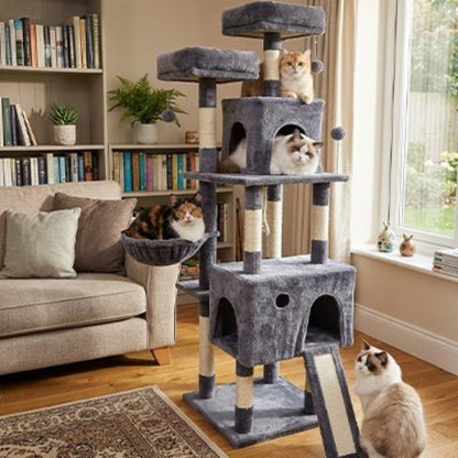 arbre a chats rampe integree gris fonce chats salon