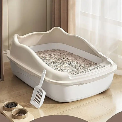 bac à litière chat design felin beige dans salon