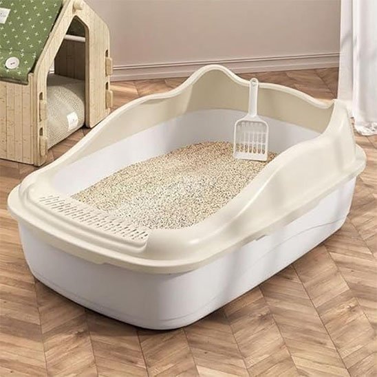 bac à litière chat design felin beige