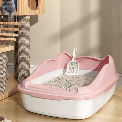 bac à litière chat design felin rose dans salon