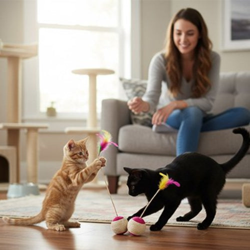 balle chat sisal plumes maitresse chats jouant