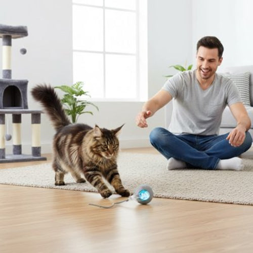 Balle interactive chat automatique maitre chat jouant