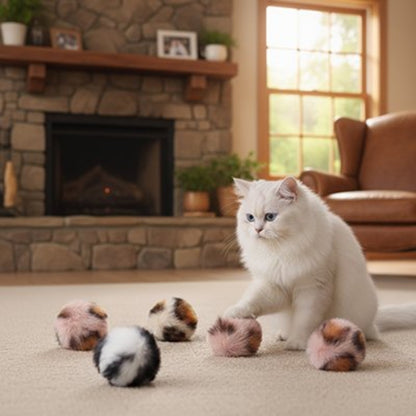 balle pour chat peluche avec chat