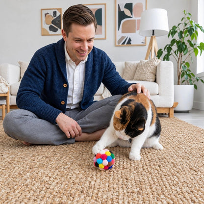 balles pour chat multicolore maitre chat jouant