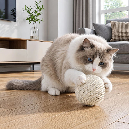 balles pour chat sisal blanche chat attrapant
