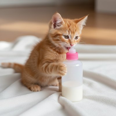 biberon chaton​ rose tetine physiologique chaton debout