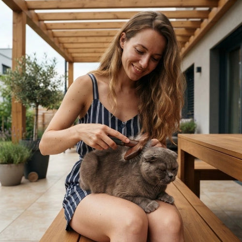 brosse à chat bois naturel maitresse chat allonge