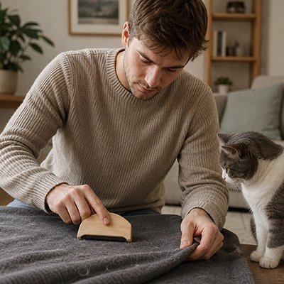 brosse anti poil bois naturel maitre chat salon vetement