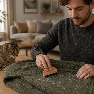 brosse anti poil bois naturel maitre chat vetement salon