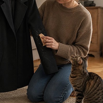 brosse anti poil bois naturel maitresse chat manteau
